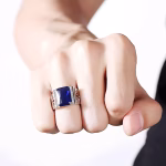 Trendy Men Ring 925 Silver Jewelry with Sapphire Zircon Gemstone Finger Rings for Male Wedding Party Hand Accessories Wholesale - Image 4