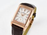 Reverso Tribute Duoface Small Seconds RG MGF Best Edition White Spray Paint Dial on Black Leather Strap A854A - Image 3