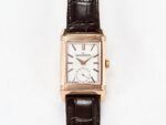 Reverso Tribute Duoface Small Seconds RG MGF Best Edition White Spray Paint Dial on Black Leather Strap A854A - Image 18