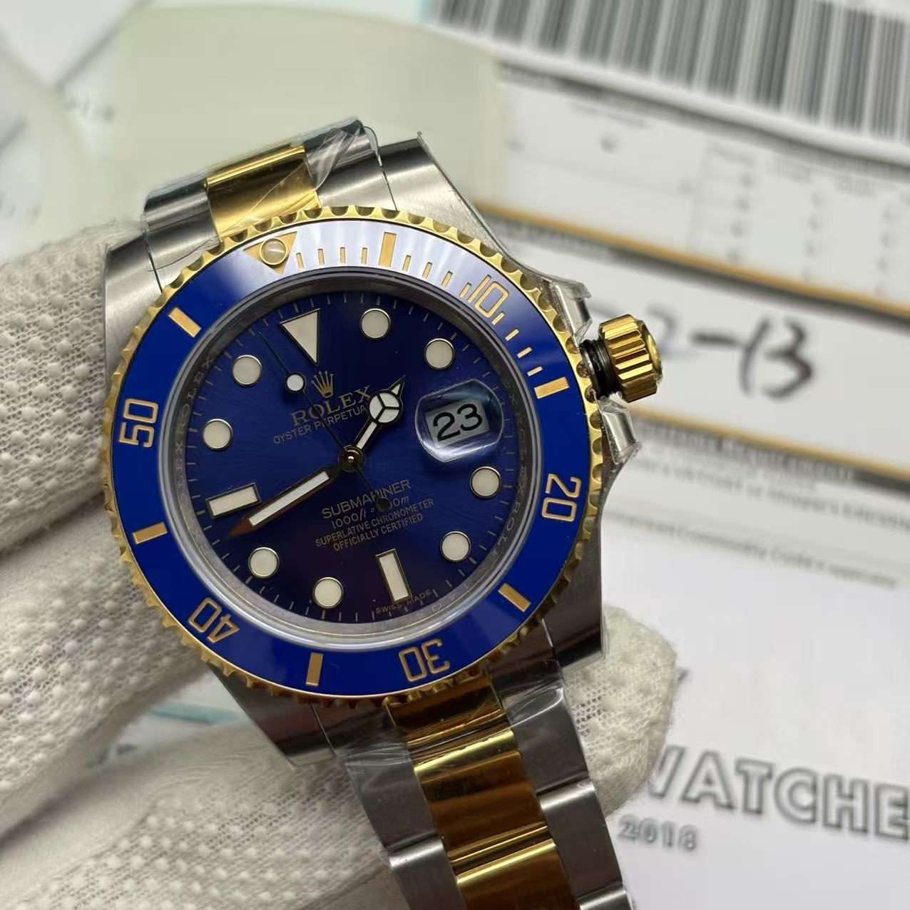 b2be14fd04ee9dfdb7bc09097b12ae02 Replica Clone Rolex Submariner - Two tone Blue Dial - Image 4