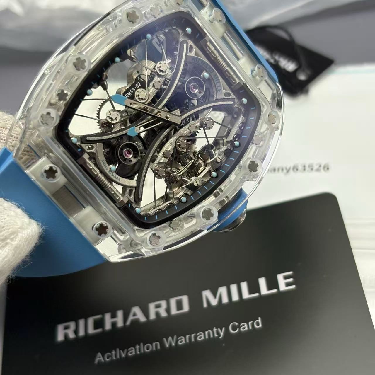 ca268e21bfa69d8d69e71f02649eb526 Richard Mille Swiss Made Clone RM 53-02 Real Sapphire Edition - Image 9