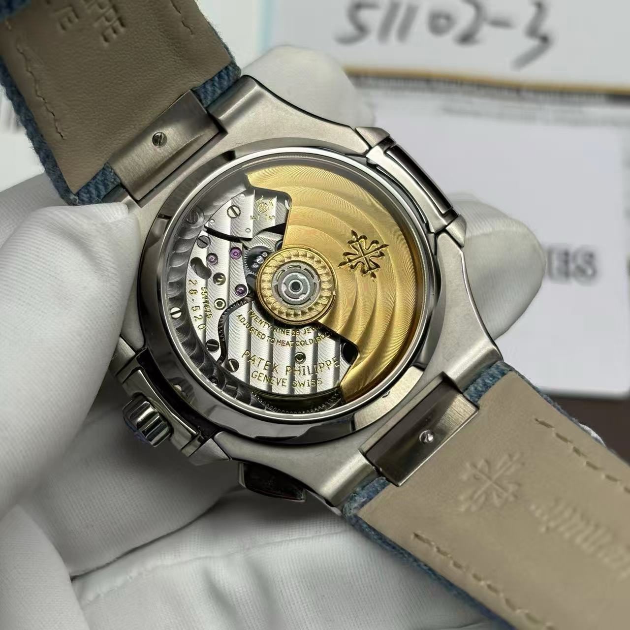 cce95b04f52fc2fc9ebb6a888a880f3a Super Clone Replica Denim Patek Philippe Nautilus 5980/60G - 2024 - Image 5