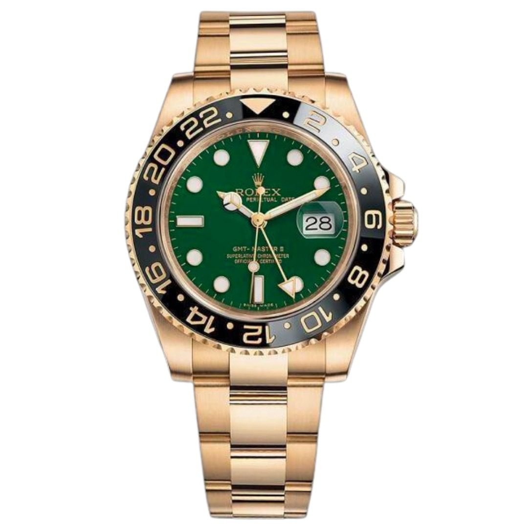 Rolex GMT Master 2 Gold - Green Dial Swiss Clone Rolex GMT Master 2 Gold - Green Dial Swiss Clone