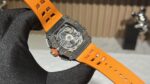 Replica Richard Mille RM 11-03 McLaren Carbon Fiber Skeleton Chronograph Orange Rubber Strap