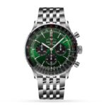 Replica Breitling Navitimer AB0137241L1A1 with green dial and stainless steel bracelet