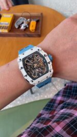 Replica Richard Mille RM 35-03 Rafael Nadal White Carbon Fiber Case Blue Strap
