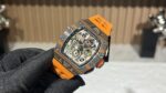 Replica Richard Mille RM 11-03 McLaren Carbon Fiber Skeleton Chronograph Orange Rubber Strap