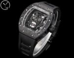 Replica Richard Mille RM 052 Black Carbon Fiber Case Skeleton Skull Dial Men’s Luxury Watch