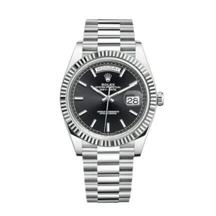 Réplica Clon Rolex Day Date Plata con Esfera Negra
