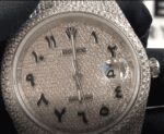 Replica Rolex Datejust 116300 White Gold Diamond Arabic Dial Iced Out - Image 2