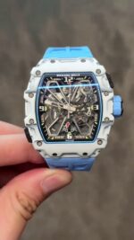 Replica Richard Mille RM 35-03 Rafael Nadal White Carbon Fiber Case Blue Strap