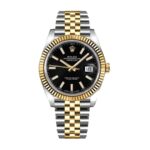 Replica Rolex Datejust 126333 Yellow Gold & Steel Black Dial Jubilee