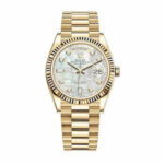 Replica Rolex Day-Date 128238 Yellow Gold Mother Of Pearl Dial