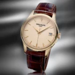 Replica Patek Philippe Calatrava Rose Gold White Dial Leather Strap - Image 3