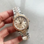 Replica Rolex Datejust 28mm Rose Gold Steel Champagne Dial Jubilee