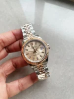 Replica Rolex Datejust 28mm Rose Gold Steel Champagne Dial Jubilee