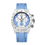 Replica Rolex Daytona DiW White Carbon Baby Blue Crystal Dial Nylon Strap 40mm - Image 2