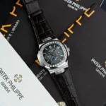 Replica Patek Philippe Nautilus Grey Dial Leather Strap 40mm
