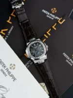 Replica Patek Philippe Nautilus Grey Dial Leather Strap 40mm