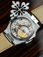 Replica Patek Philippe Nautilus Grey Dial Leather Strap 40mm - Image 7