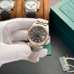 Replica Rolex Datejust 41 Grey Dial Rose Gold & Steel - Image 3