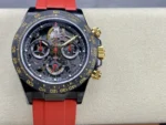 Replica Rolex Daytona Blaken Skeleton Dial Red Rubber Strap 40mm