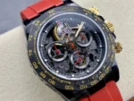 Replica Rolex Daytona Blaken Skeleton Dial Red Rubber Strap 40mm - Image 2