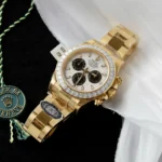 Replica Rolex Cosmograph Daytona Meteorite Dial Gold Moissanite Baguette 40mm - Image 2