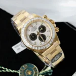 Replica Rolex Cosmograph Daytona Meteorite Dial Gold Moissanite Baguette 40mm - Image 3
