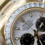 Replica Rolex Cosmograph Daytona Meteorite Dial Gold Moissanite Baguette 40mm - Image 5