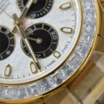 Replica Rolex Cosmograph Daytona Meteorite Dial Gold Moissanite Baguette 40mm - Image 6