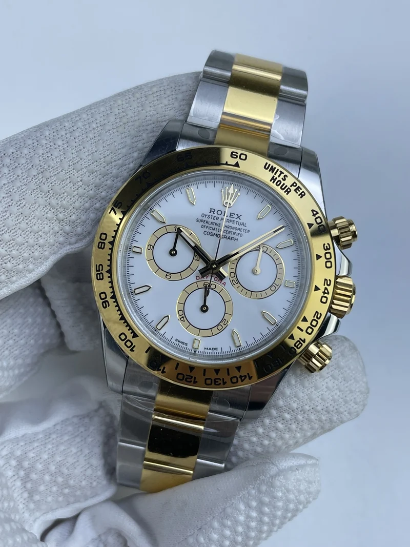 IMG_0800.webp Replica Rolex Cosmograph Daytona Two-Tone Yellow Gold White Dial 40mm - Image 1