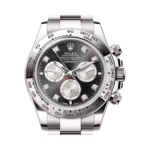 Replica Rolex Cosmograph Daytona White Gold Black Dial Diamond Markers 40mm - Image 2
