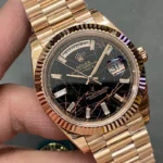 Replica Rolex Day-Date 40 Rose Gold Eisenkiesel Diamond Dial