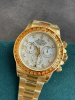 Replica Rolex Cosmograph Daytona Orange Sapphire White Dial Rose Gold 40mm - Image 3