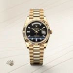 Replica Rolex Day-Date 40 Yellow Gold Black Crystal Dial